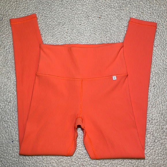 Athleta + Alicia Keys Orange Ribbed Leggings NWOT small - Picture 1 of 8